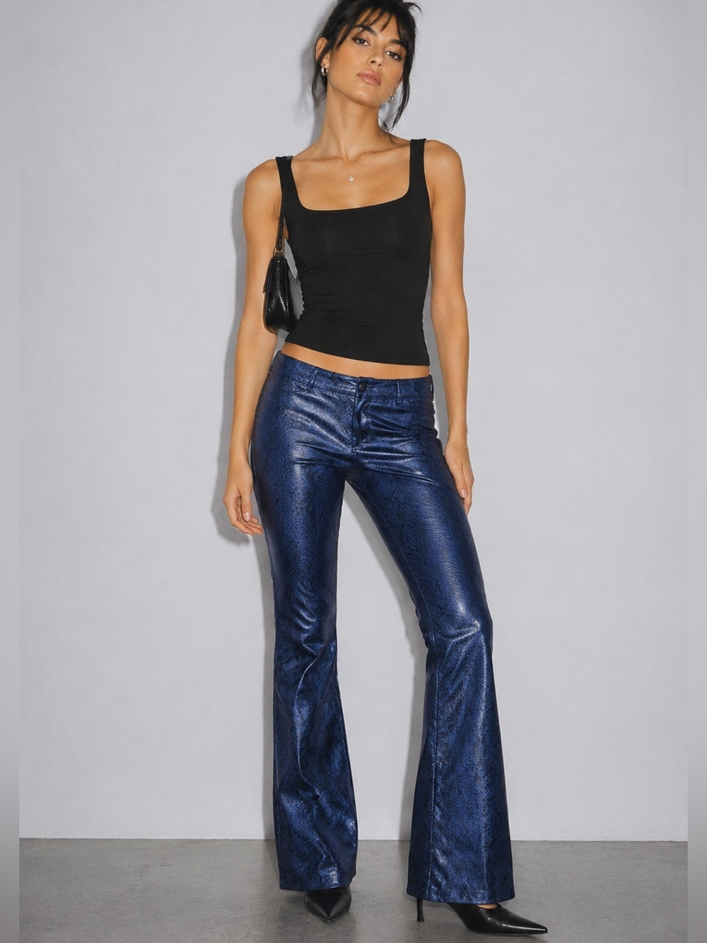 Paris Blues Flare Snake Skin Pants Women’s Size 9 Faux Leather Vintage Blue D
